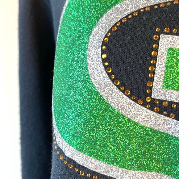 Green Bay Packer Fan Sparkly Hoodie Woman's Small Tailgate Game Day - Picture 5 of 10